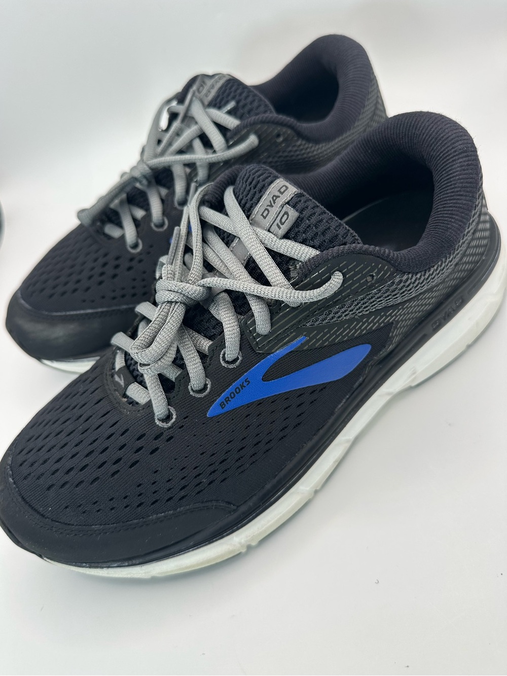 Brooks Black Running Shoes with Blue Logo and Gray Laces